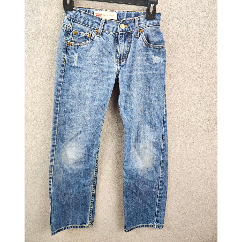 Levi's 514 Boys Straight Fit Blue Denim Jeans Size 10 W25 L25 Pockets